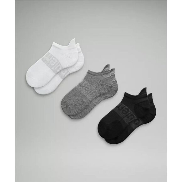 Lululemon Power Stride Tab Length Socks 3-Pack Gray White Black Sizes S & L - Picture 1 of 1